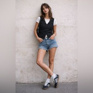 Grace Karin Black Tailored Vest Button Front Size S